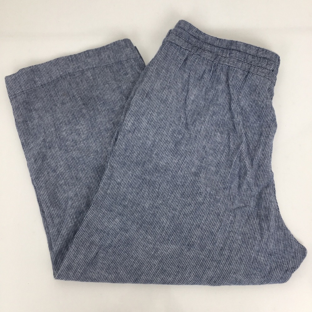 H&M LOGG Women’s Striped Linen Blend Comfy Casual Pant/Trouser Size 14 Coastal